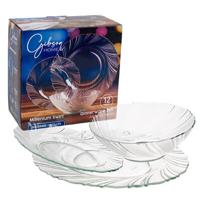 dinnerware set.12pcglass emb. -- 2 per case