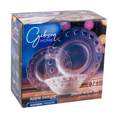 dinnerware set.12pcglass emb.a -- 2 per case