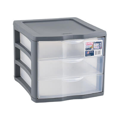 drawer x3 clear gray sterilte -- 4 per case