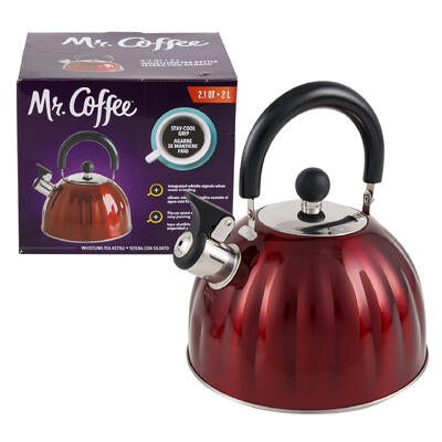 tea kettle 2pc2.1qt s.s. red -- 6 per case