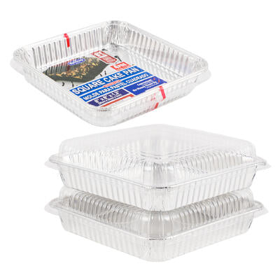 cake pan 2pk sqr w lid foil -- 24 per case