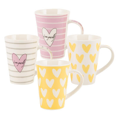 mug 13oz hearts conical 4ast -- 12 per box