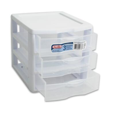 sterilite 3- drawer box - white 8 1 2 -- 6 per case