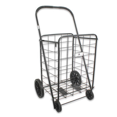 large metal foldable shopping cart w wheels - asst -- 2 per case