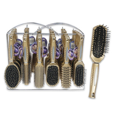 10 champagne beige hair brush with wire rack -- 36 per case
