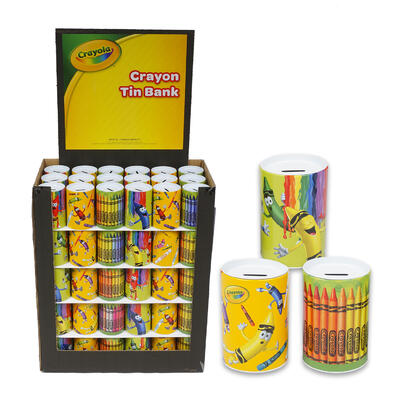 crayola tin saving bank -- 90 per case