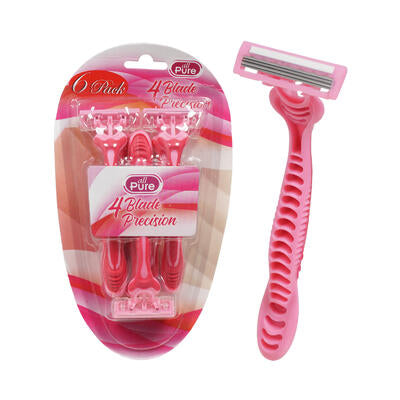 magic 4- blade pink swivel razor head 6pk - 5.25 -- 48 per case