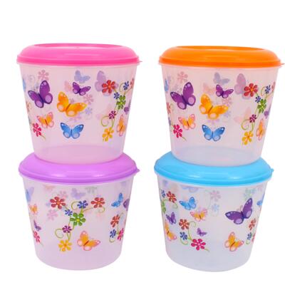 143oz plastic container with flower print - asst -- 72 per case