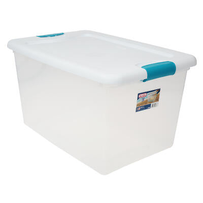 sterilite latch storage box- 64qt- blue white -- 6 per case