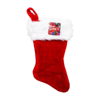 jumbo christmas stocking w plush trim- 18 h -- 36 per case