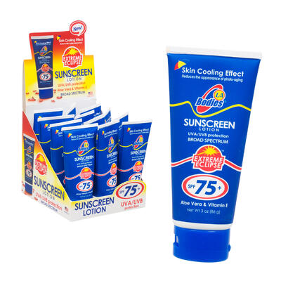 spf75 sunscreen w aloe vera and vitamin e -- 12 per box