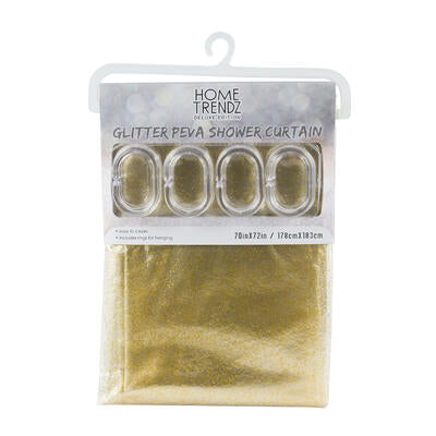glitter peva shower curtain w hooks- 70 x72 -- 24 per case