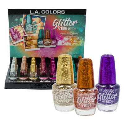 l.a. colors glitter vibes nail polish -- 24 per case
