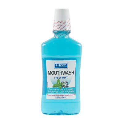 lucky fresh mint mouth wash- 16.9oz -- 12 per case