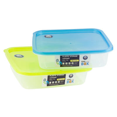 square plastic container w blue lid - 76oz -- 48 per case