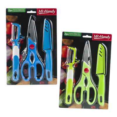 kitchen utensils - 3pc - assorted colors - bulk -- 48 per case