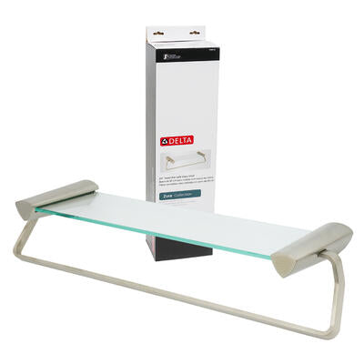 stainless steel towel bar with glass shelf - 24 in -- 3 per case