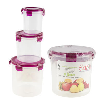 6 piece food container set - stackable - airtight lids - -- 6 per case