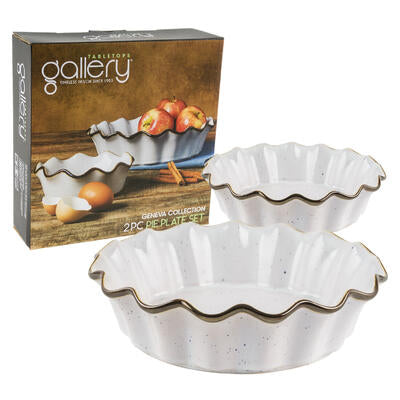 white ceramic pie plates - 2pc set - oven safe - -- 2 per case