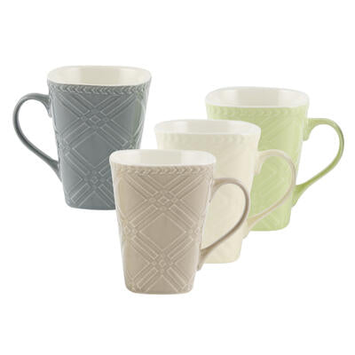 square embossed mugs - 12oz - assorted colors -- 48 per case