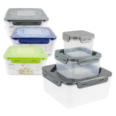 6pc square food storage trio set keep your food fresh -- 12 per case