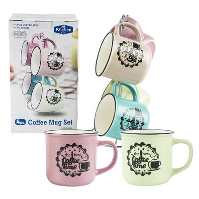 kitchen and co 4pc enamel mug w sesame glaze-11oz -- 8 per case
