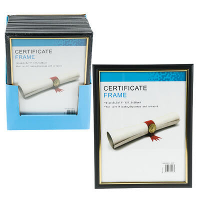 black & gold certificate frames - 8.5x11 -- 48 per case