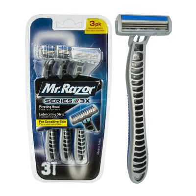 3 blade razors - mr. razor - 3 pack - -- 48 per case