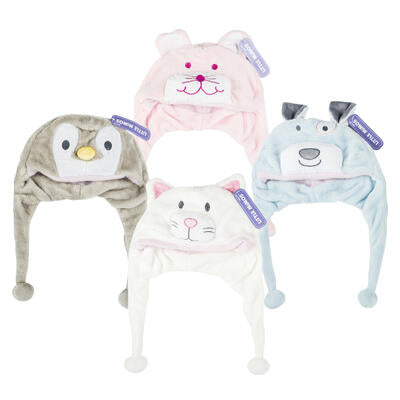 little mimos animal plush hats - 4 assortments - - -- 12 per case