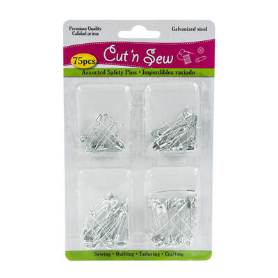 safety pins sewing kit - 75 pieces -- 48 per case