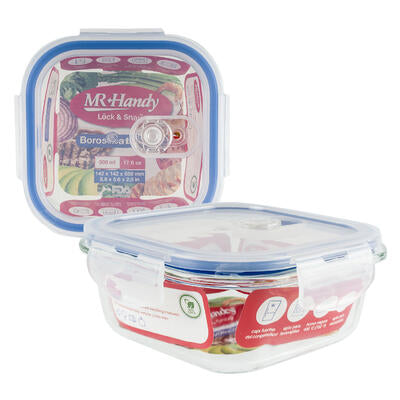 mr. handy square glass food container - 17.5oz -- 24 per case