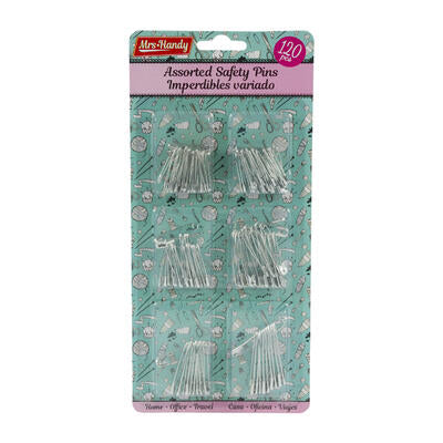 safety pins - silver - 120 pieces - bulk -- 48 per case