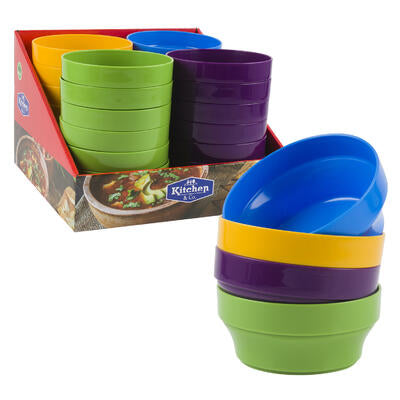 plastic bowls - 5d - 4 assorted colors - -- 48 per case