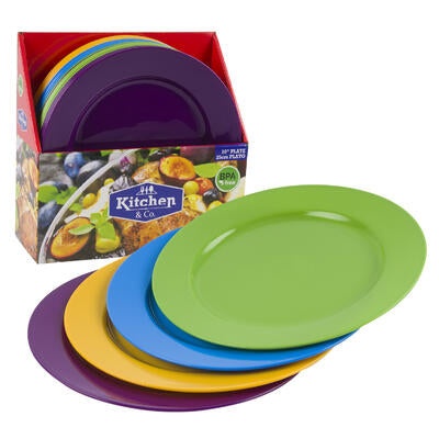 plastic plates 10 inch - 4 assorted colors -- 48 per case