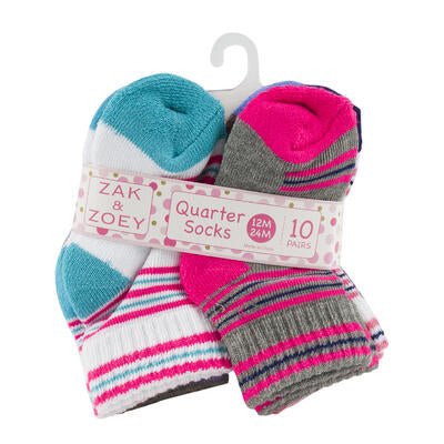 baby athletic socks - 10 pack - 12-24m - assorted -- 48 per case