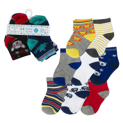 boys ankle socks 12-24m - assorted colors - 10 pack -- 48 per case