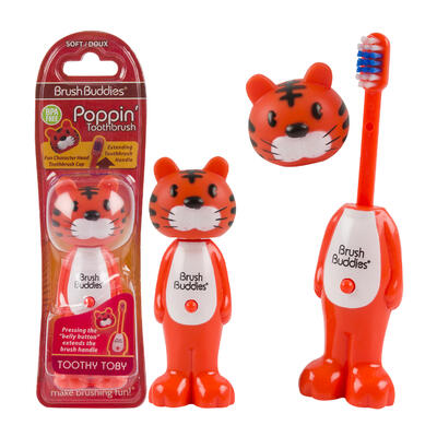 tiger poppin toothbrush - 360 degree rotating head -- 24 per case