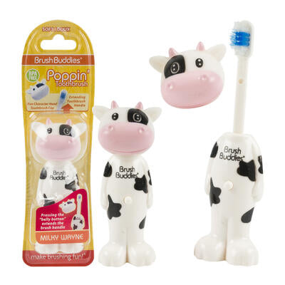 cow poppin toothbrush - natural bristles -- 24 per case