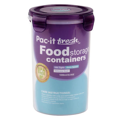 pac-it fresh food containers - 35oz - purple lid -- 48 per case