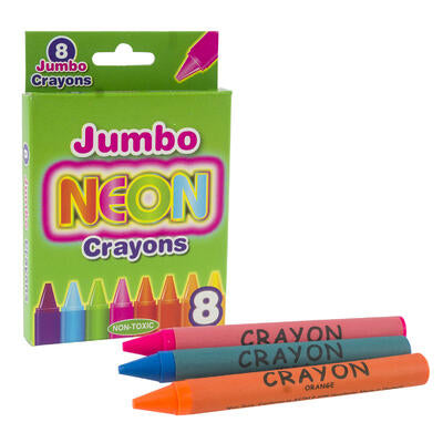 8pc jumbo neon crayons -- 12 per box