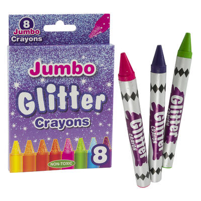 8pc jumbo glitter crayons -- 12 per box