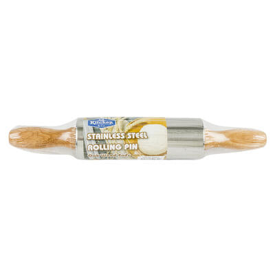 stainless steel oakwood rolling pin - 12.2 inl -- 24 per case