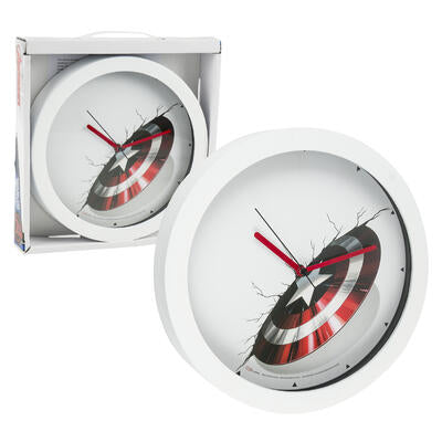 captain america wall clock - 9.5 in - marvel licensed -- 6 per case