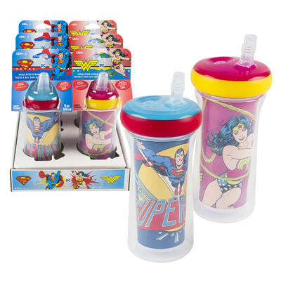 superman/wonderwoman straw cups -- 6 per case