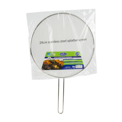stainless steel splatter screen w/ handle - 11.4 in -- 48 per case