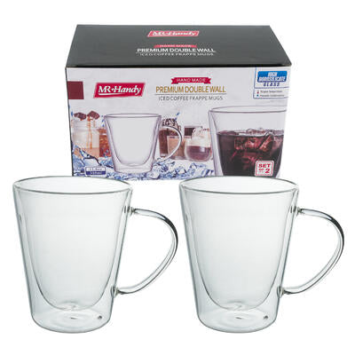 2pc glass mug set - 11.8oz -- 6 per case