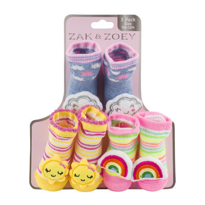 3-pack girls booties - assorted colors -- 36 per case