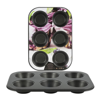 muffin pan 6 cup - grey - 10.4 inx7.2 in -- 30 per case
