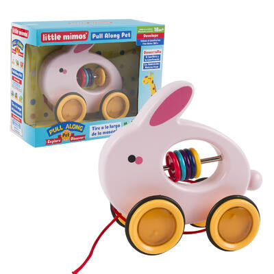 little mimos happy rabbit pull along toy -- 12 per case
