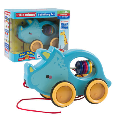 little mimos triceratop pull along toy - 7 inches -- 12 per case